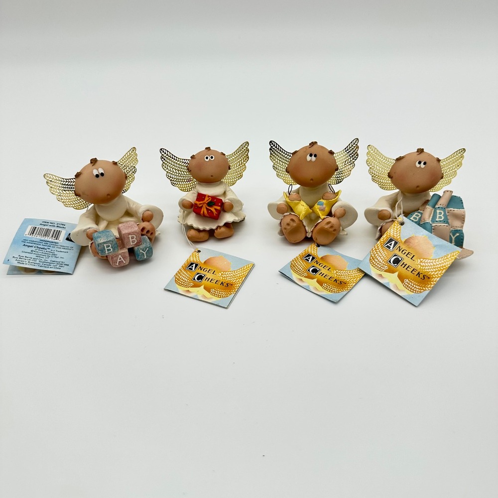 Lot of 4 Russ Berrie Angel Cheeks Figurines 2001 + 2 Free Damaged Bonus Lot